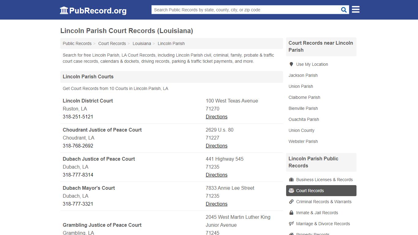 Free Lincoln Parish Court Records (Louisiana Court Records) - PubRecord.org