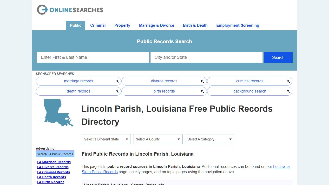 Lincoln Parish, Louisiana Public Records Directory